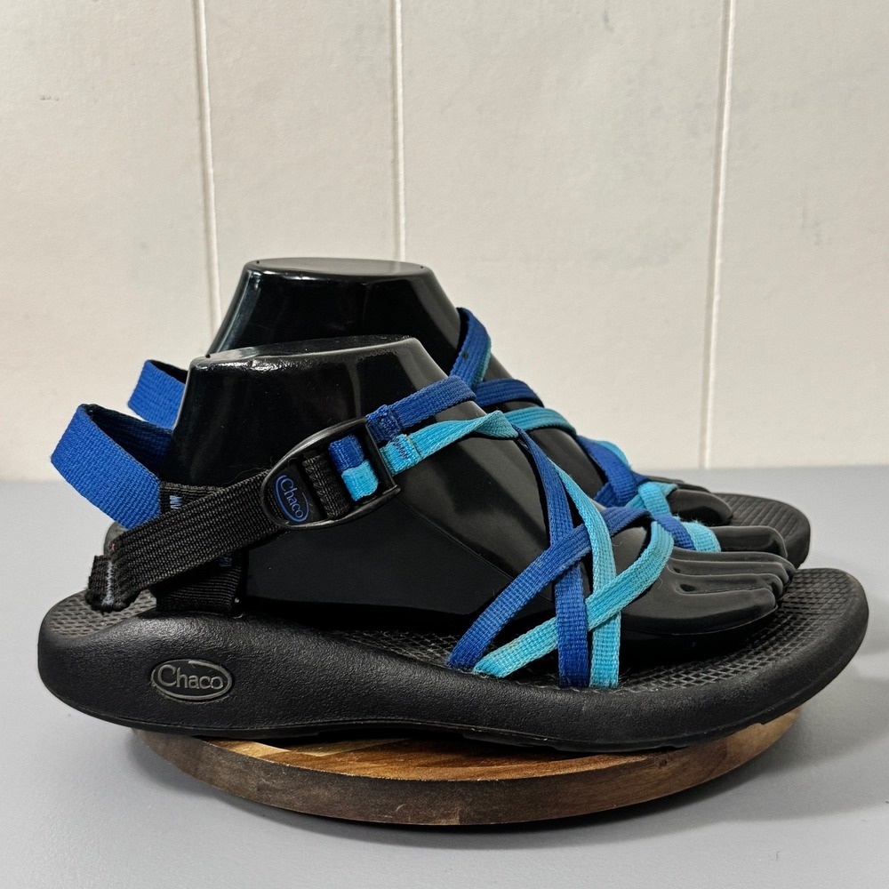 Chaco Women's Black Sandals with Blue and Teal Straps